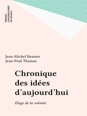 cover image of Chronique des idées d'aujourd'hui